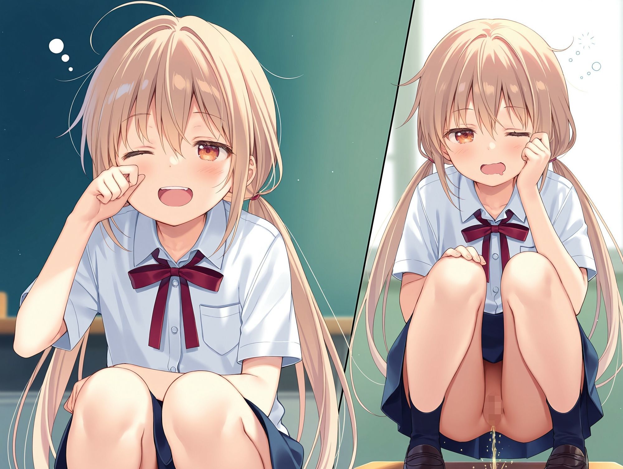 気になるあの子が寝ぼけて教室でおしっこをし始めた - サンプル画像 5