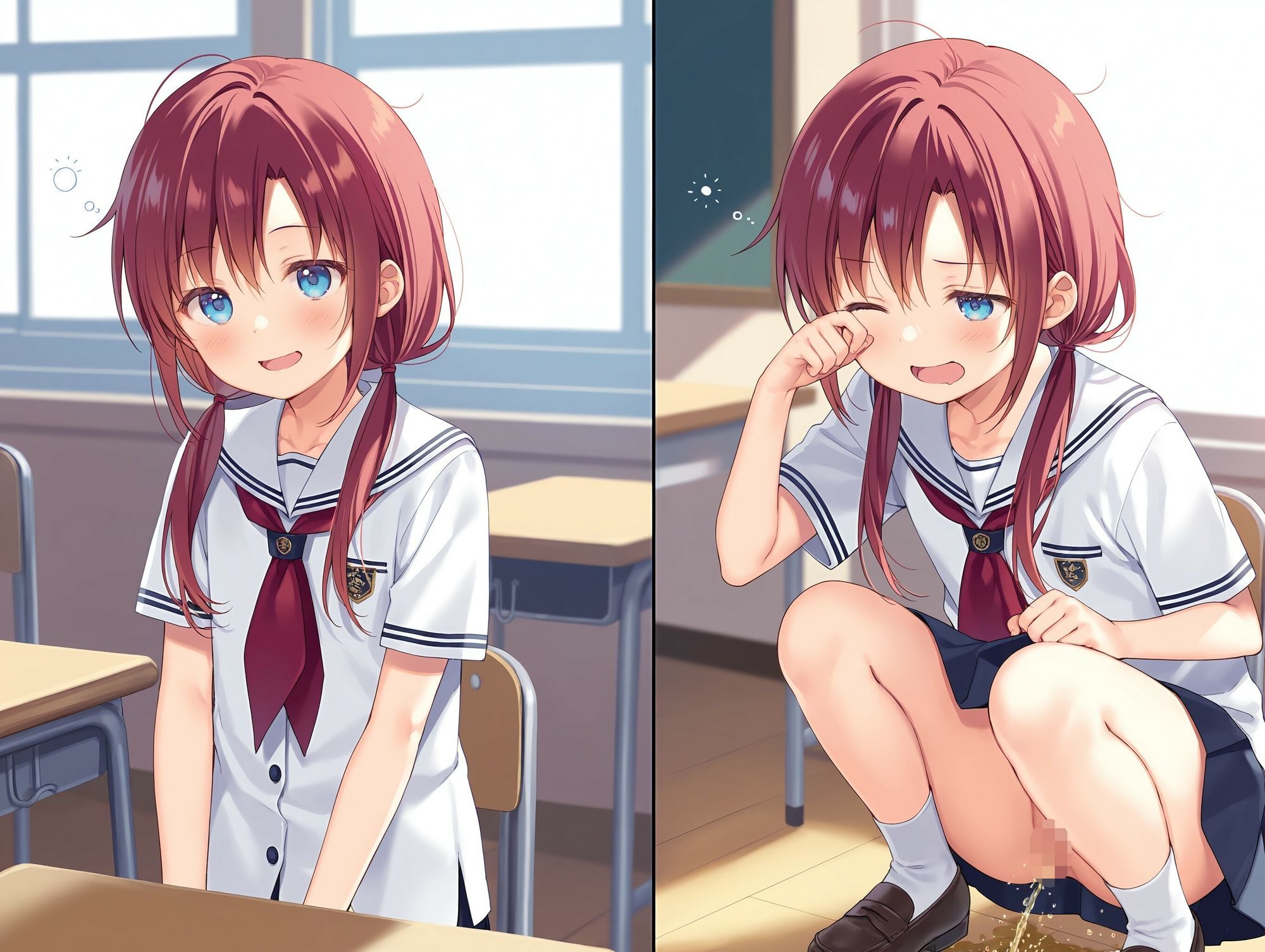 気になるあの子が寝ぼけて教室でおしっこをし始めた - サンプル画像 8