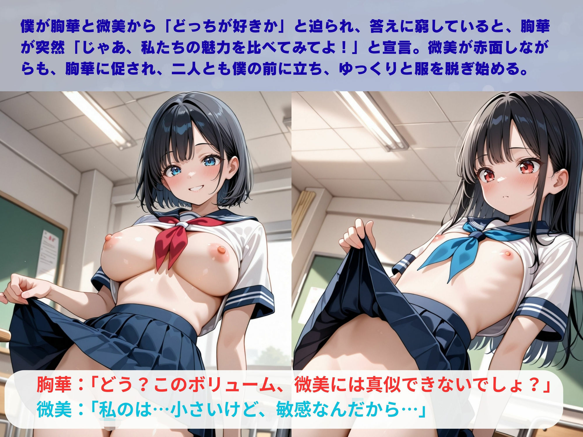 巨乳vs貧乳  おっぱい争奪戦 - サンプル画像 3