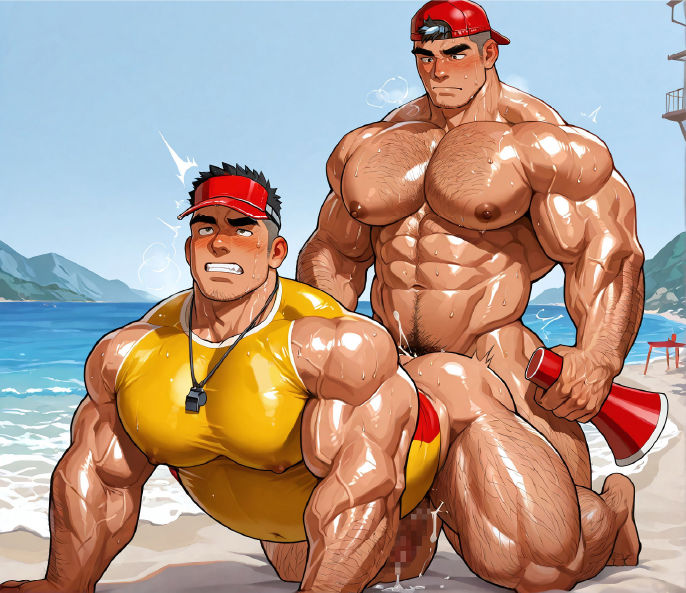 ガチムチ・マッチョ・ガチポチャゲイCG集64-ライフセーバー - サンプル画像 3