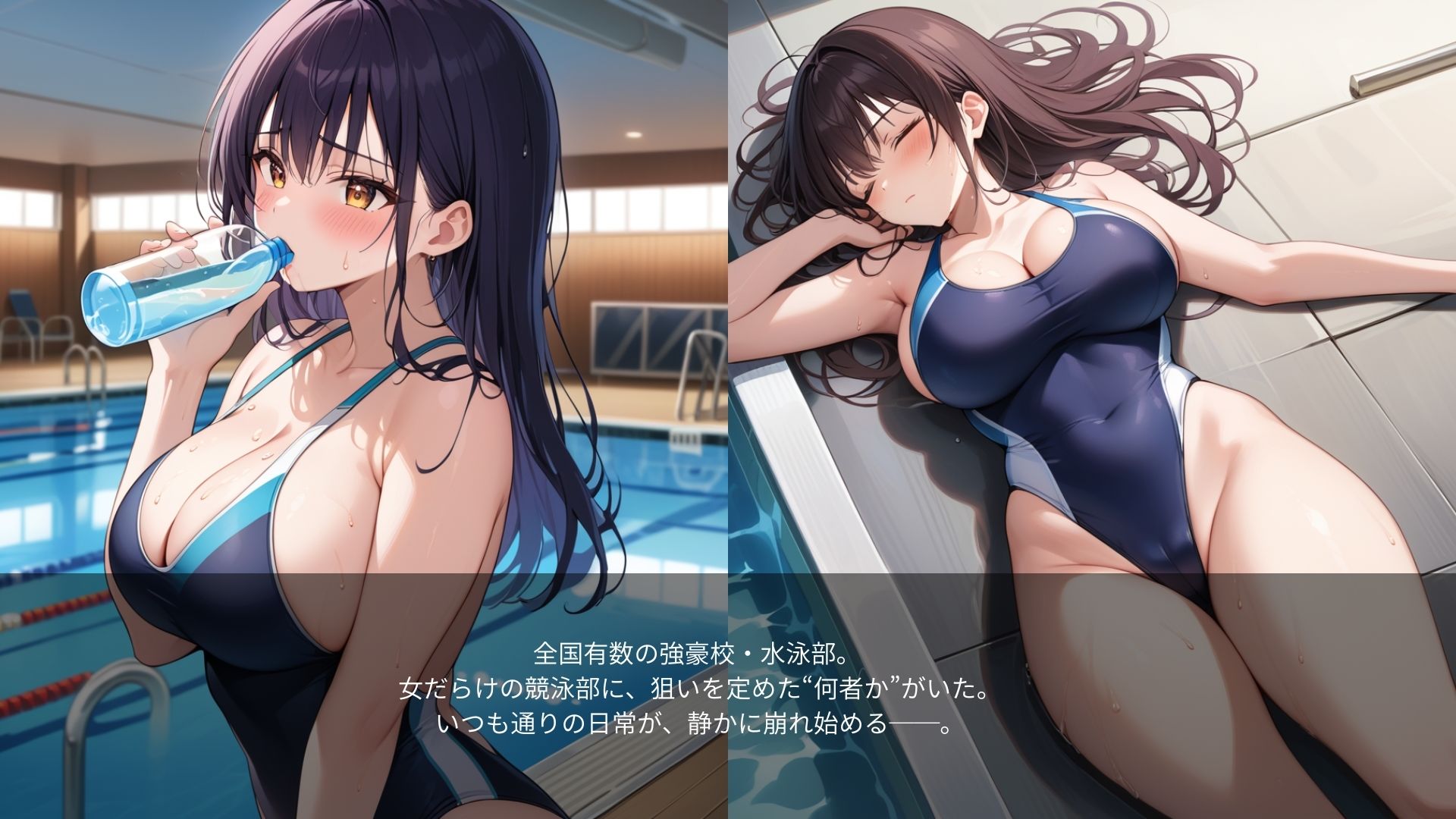 狙われた女子水泳部──巨乳黒髪ロングの競泳女子、濡れたロッカーで── - サンプル画像 2