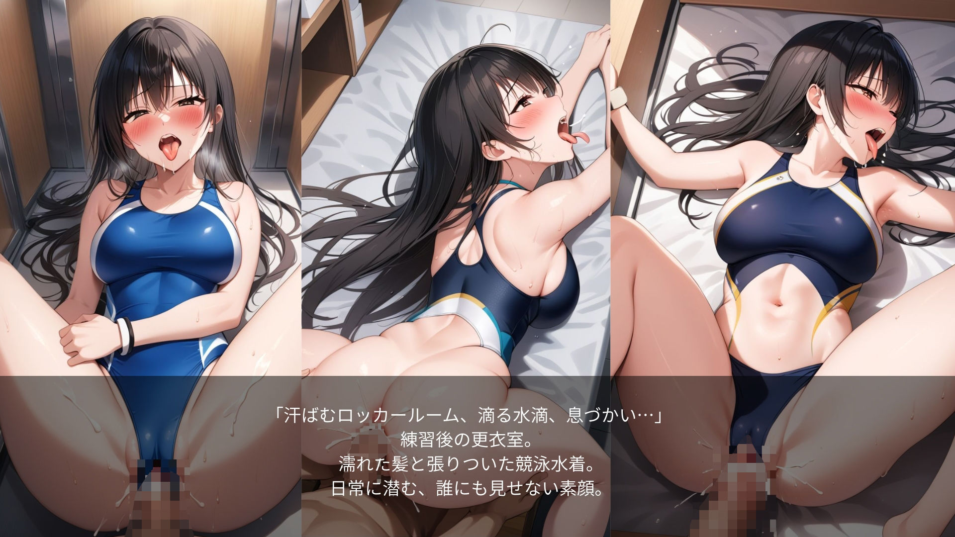 狙われた女子水泳部──巨乳黒髪ロングの競泳女子、濡れたロッカーで── - サンプル画像 3