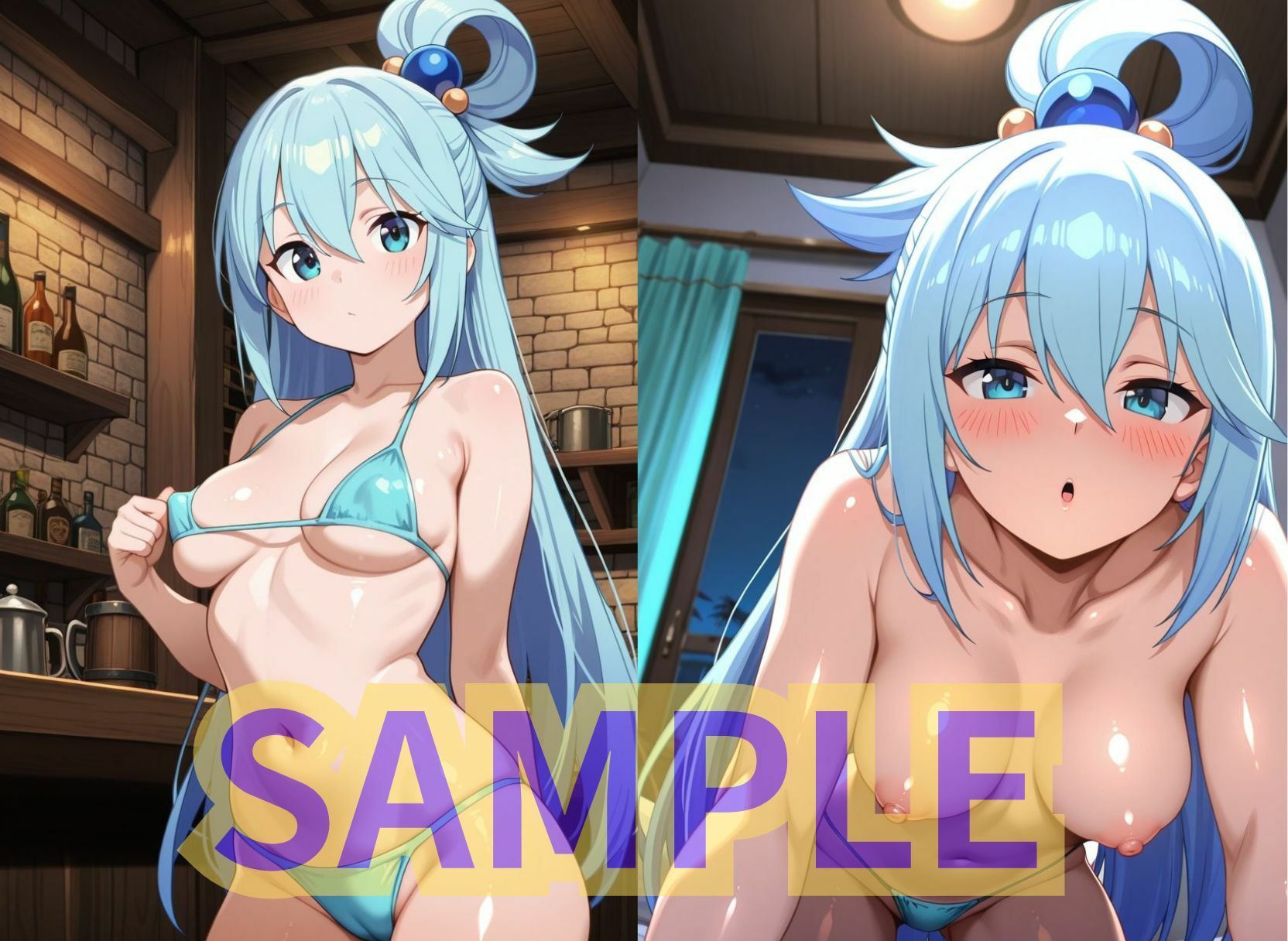 この素晴らしい3人がマイクロビキニを着たりおま○こを弄ってさそってくる - サンプル画像 3