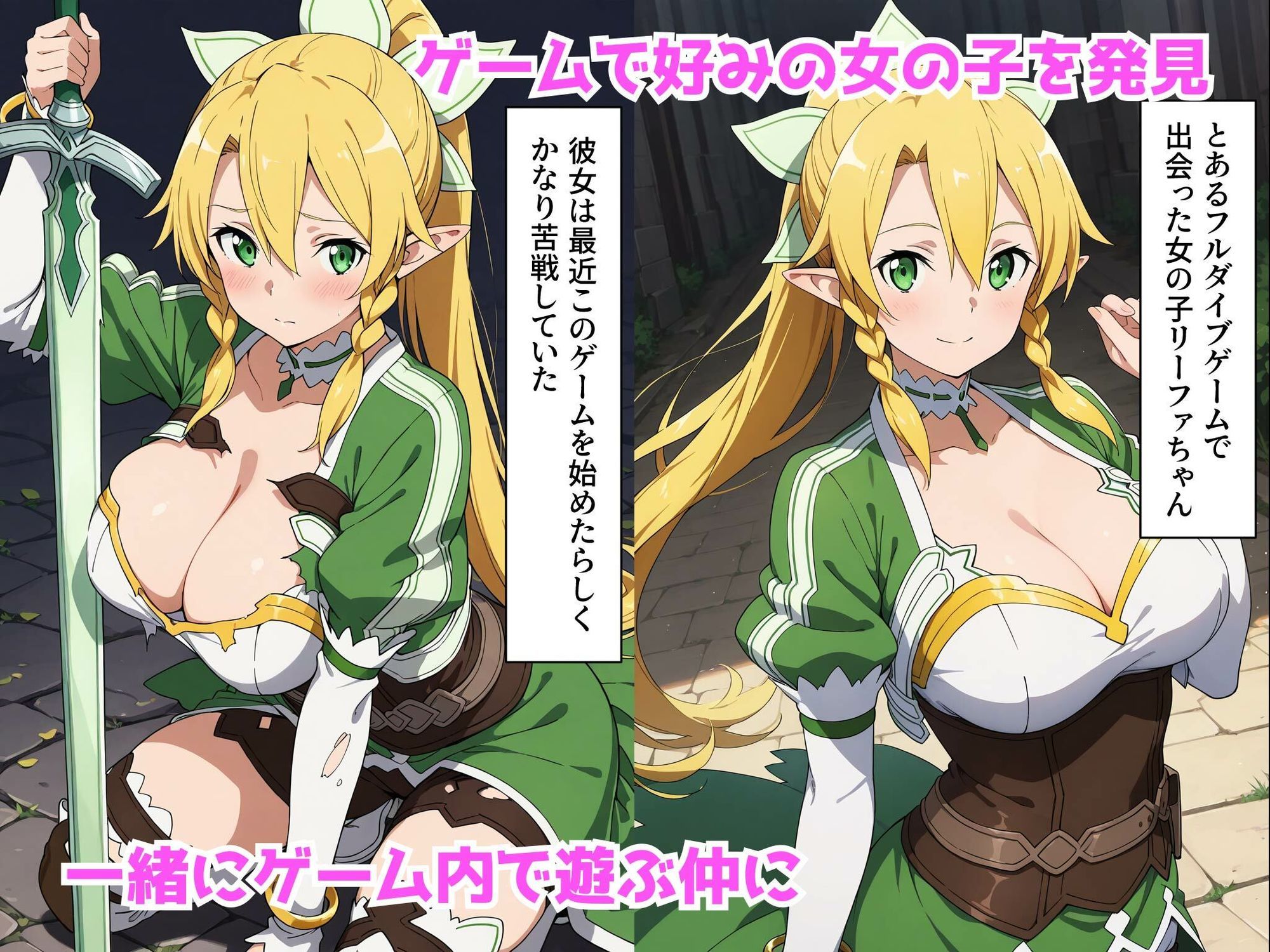 ゲームでエッチができるチートを使ってリーファちゃんを襲ってみた - サンプル画像 1