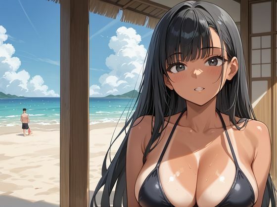 黒ギャルビキニの爆乳メス堕ち〜黒ギャルの良さをわからせる〜 - サンプル画像 1