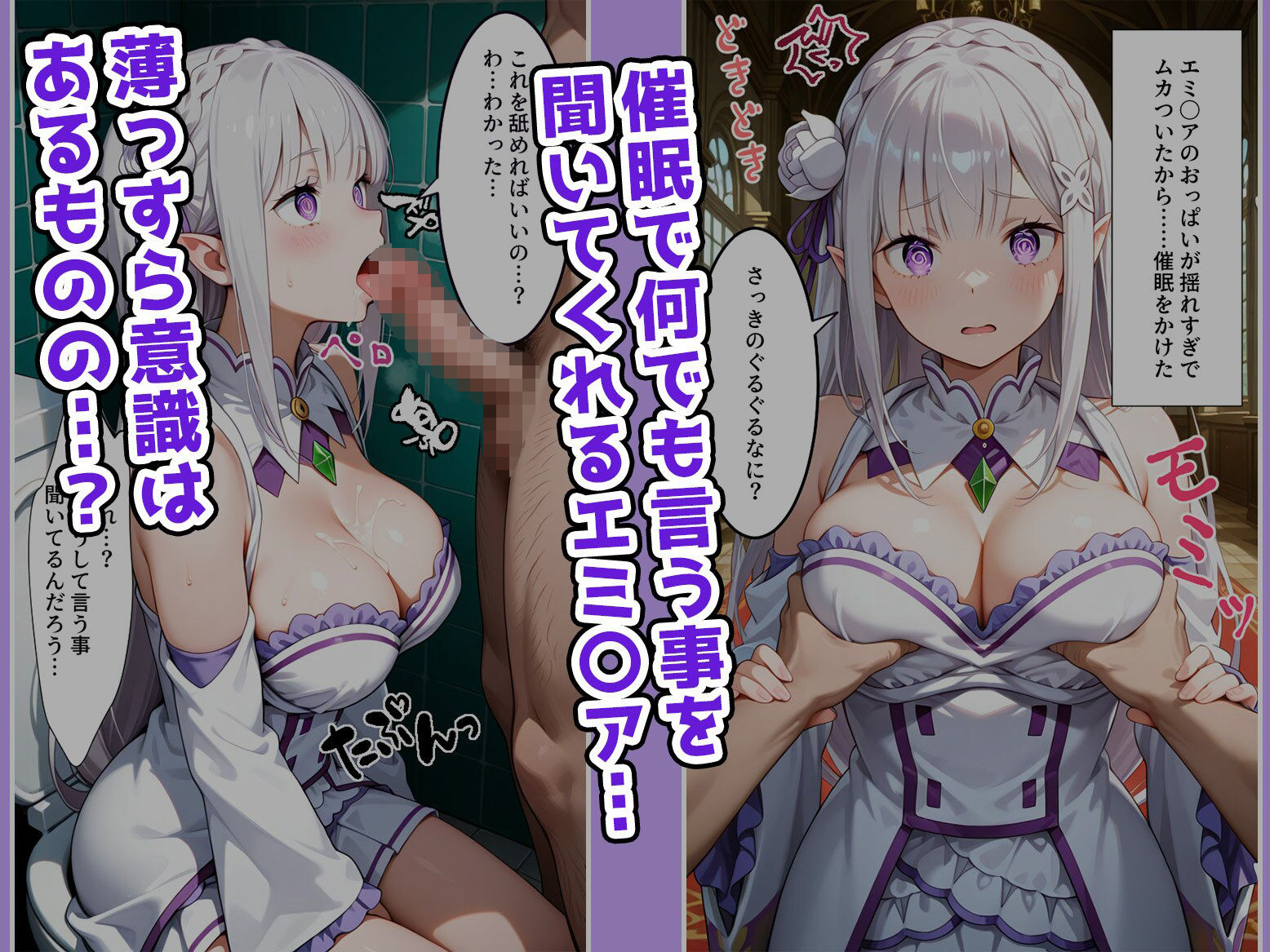 【リゼロ】編全ヒロインハーレム化計画〜嫌がるあの子を催●アプリで〜part7エミ〇ア2 - サンプル画像 1
