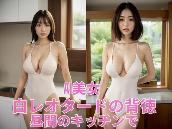 AI美女  白レオタードの背徳   昼間のキッチンで