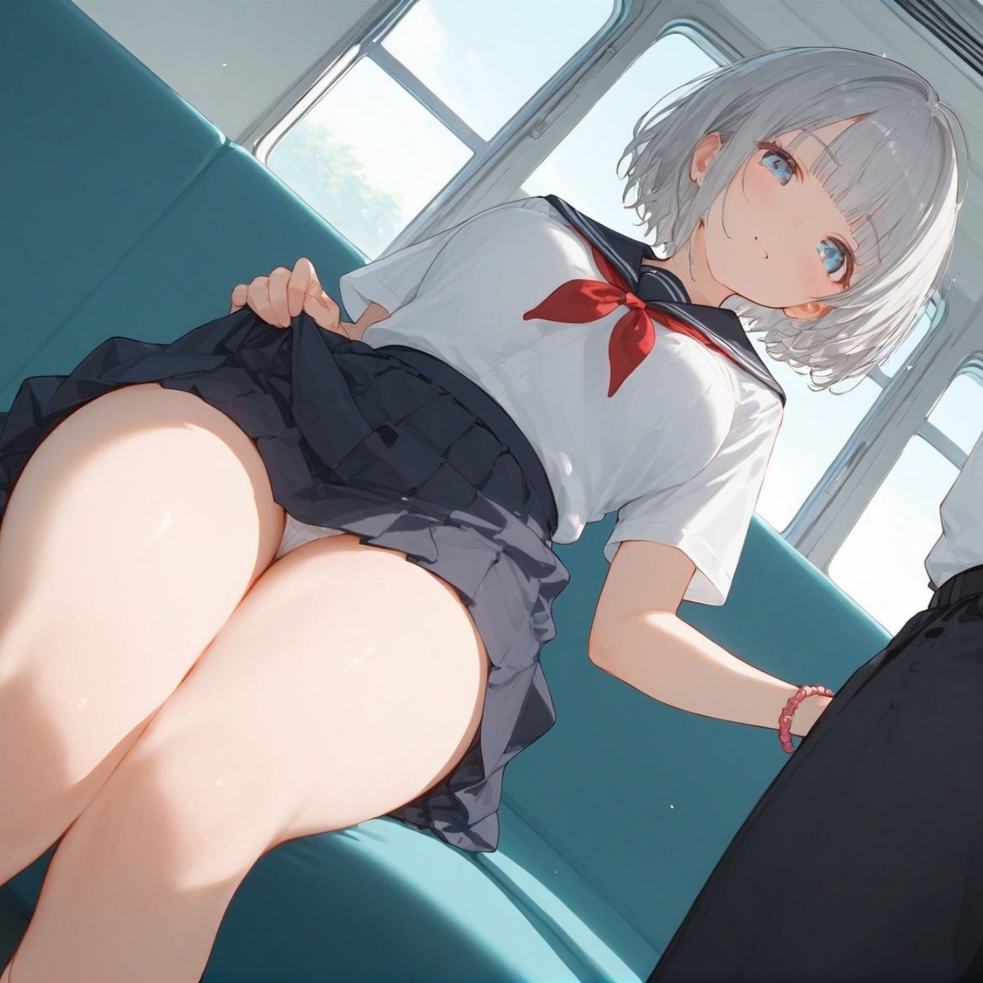 ビッチ用レ●プ車両！乗ったら終点まで乗り継ぎまくってください【制服美少女の厳選CG200枚収録】 - サンプル画像 2