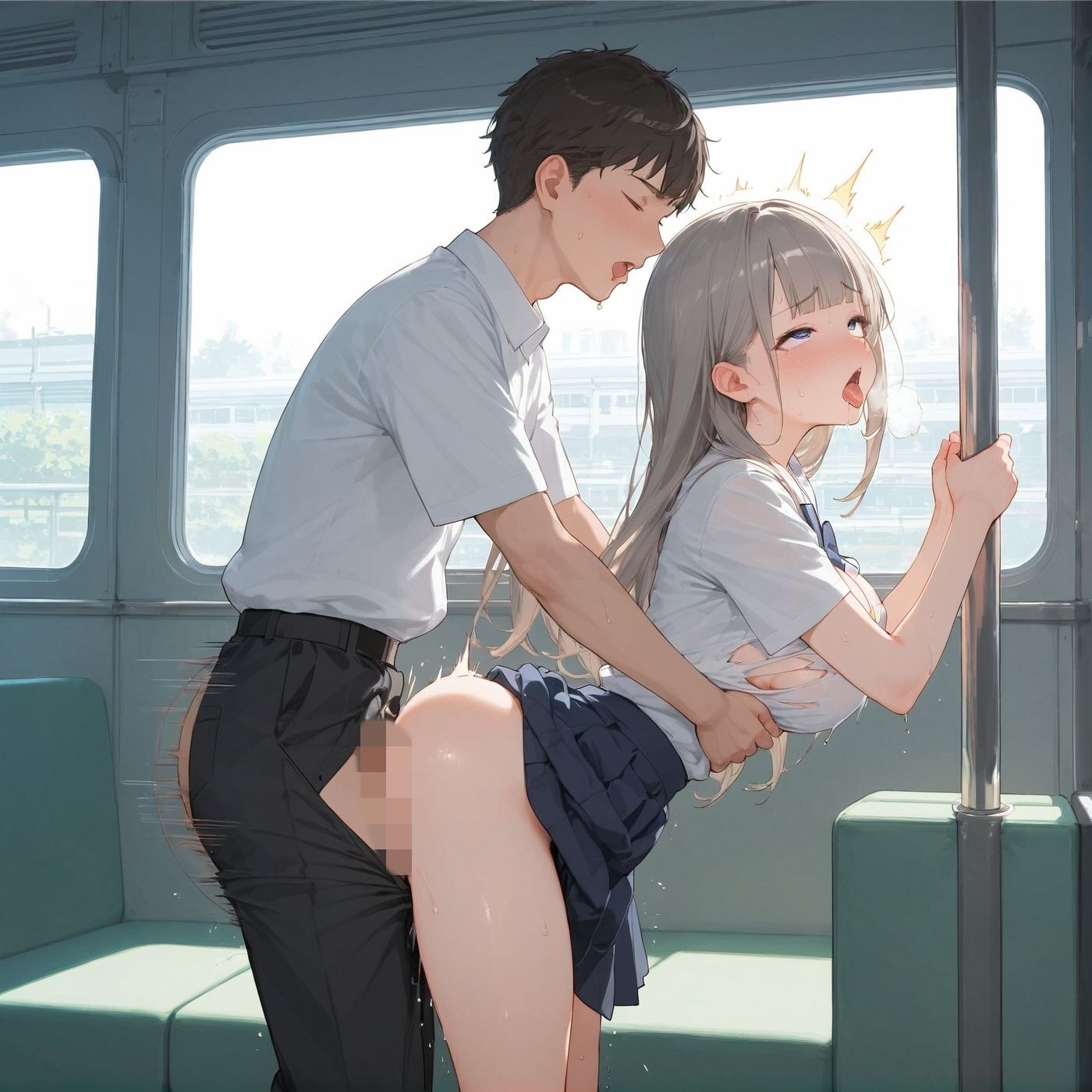 ビッチ用レ●プ車両！乗ったら終点まで乗り継ぎまくってください【制服美少女の厳選CG200枚収録】 - サンプル画像 4