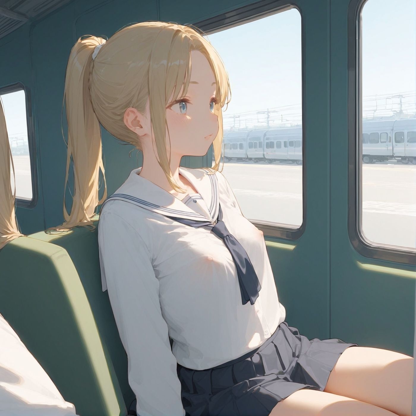 ビッチ用レ●プ車両！乗ったら終点まで乗り継ぎまくってください【制服美少女の厳選CG200枚収録】 - サンプル画像 5