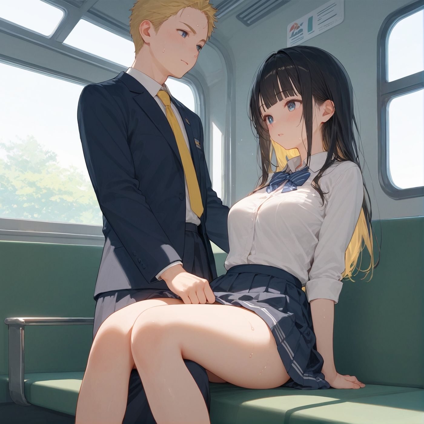 ビッチ用レ●プ車両！乗ったら終点まで乗り継ぎまくってください【制服美少女の厳選CG200枚収録】 - サンプル画像 10