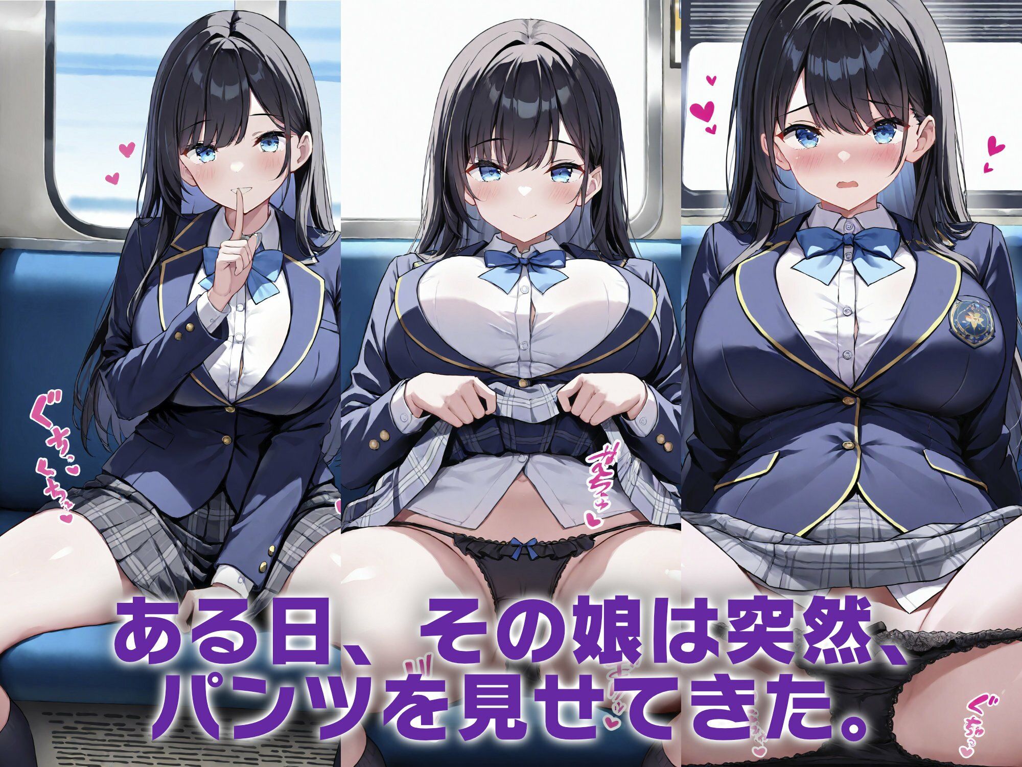 2人だけの電車で見せつけてくる娘に理性を失った僕は… 黒瀬あおい - サンプル画像 3