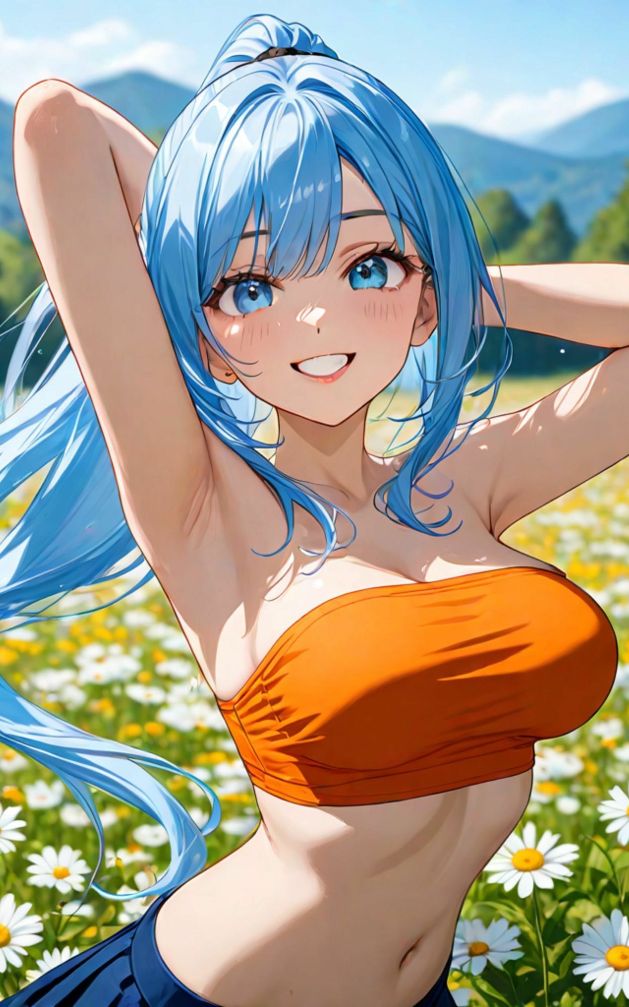 活発お姉さんの恥じらい＜AI美女イラスト集＞ - サンプル画像 1