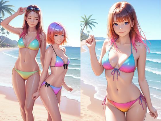 アイドルたちの夏休み！プライベートビーチ満喫イラスト集 - サンプル画像 1