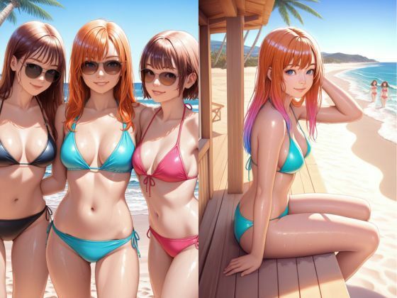 アイドルたちの夏休み！プライベートビーチ満喫イラスト集 - サンプル画像 2