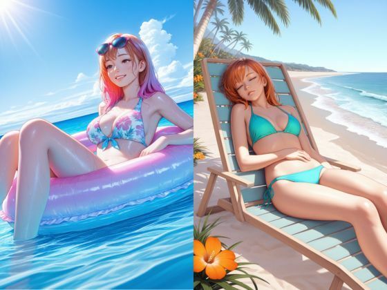 アイドルたちの夏休み！プライベートビーチ満喫イラスト集 - サンプル画像 3