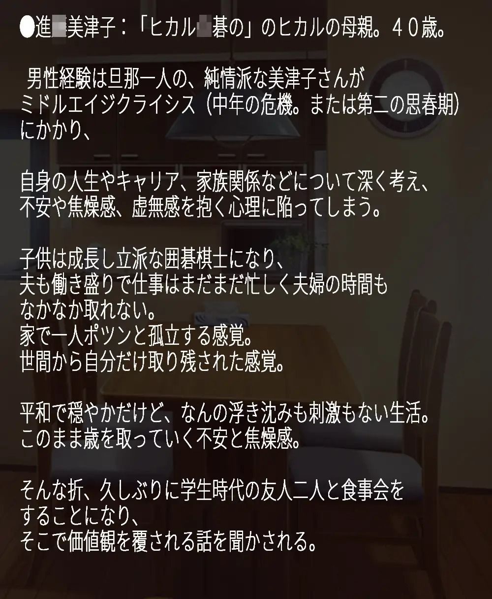 ヒカル○碁のデカパイお母さん「美津子さん、40歳からの浮気手習い」 - サンプル画像 1