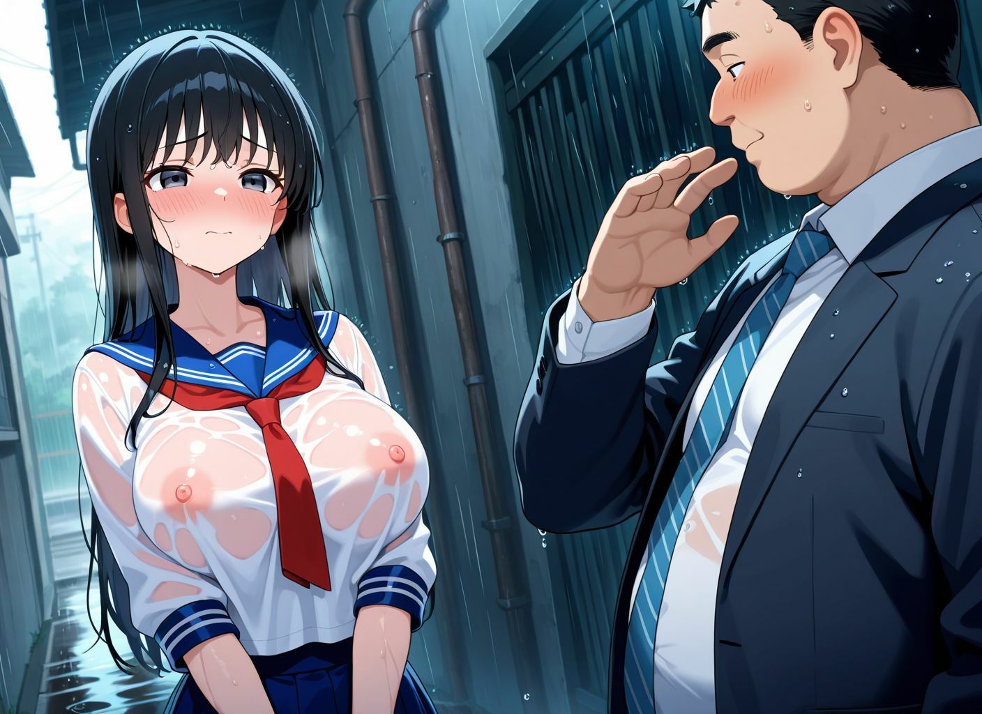 雨の日に〜透け透け巨乳びしょ濡れ中出し中毒〜 - サンプル画像 2
