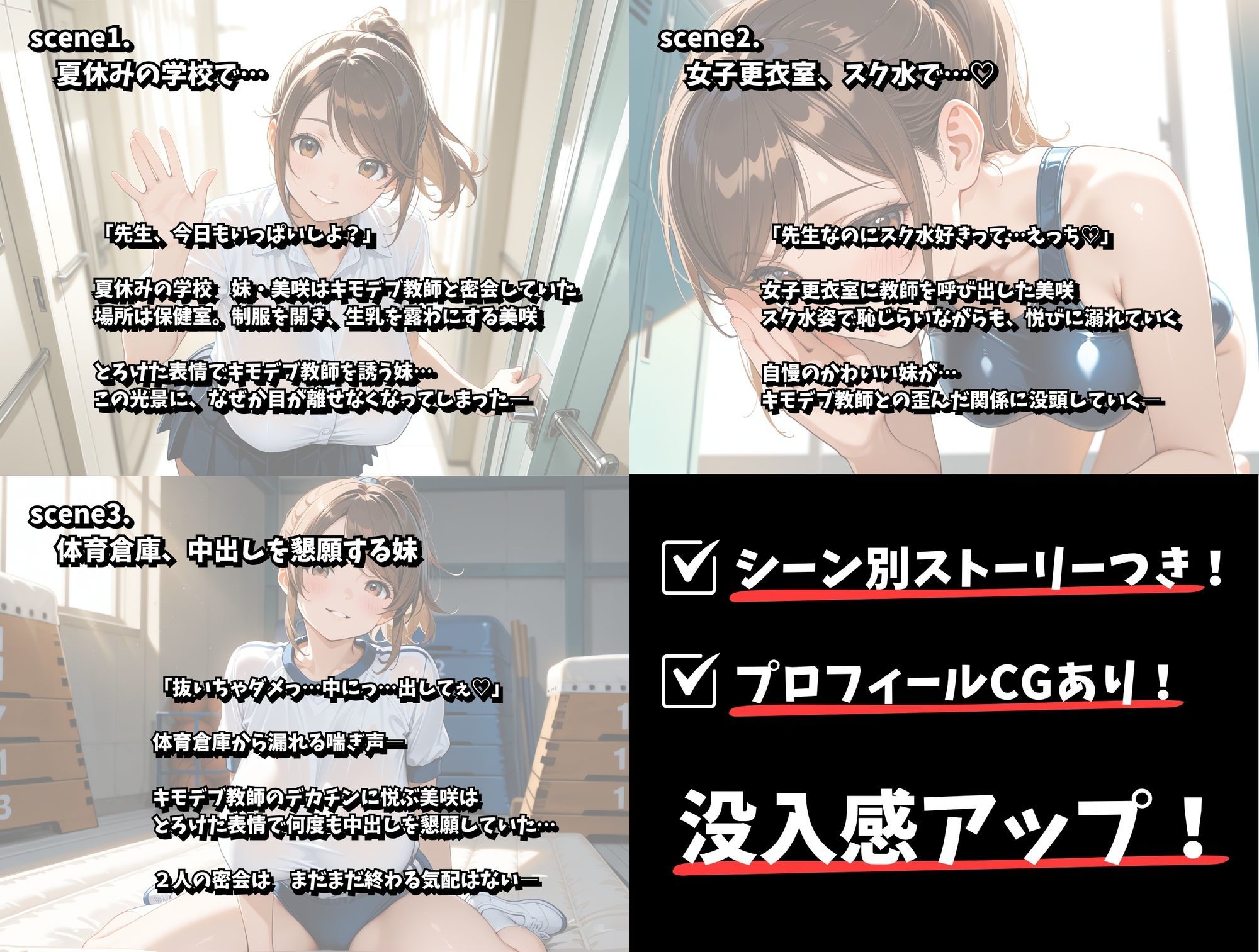 爆乳妹ちゃん夏休み！キモデブ教師と過ごす中出し登校日 - サンプル画像 9