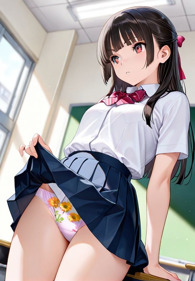 スカートまくり上げ  パンティ丸見え - サンプル画像 1
