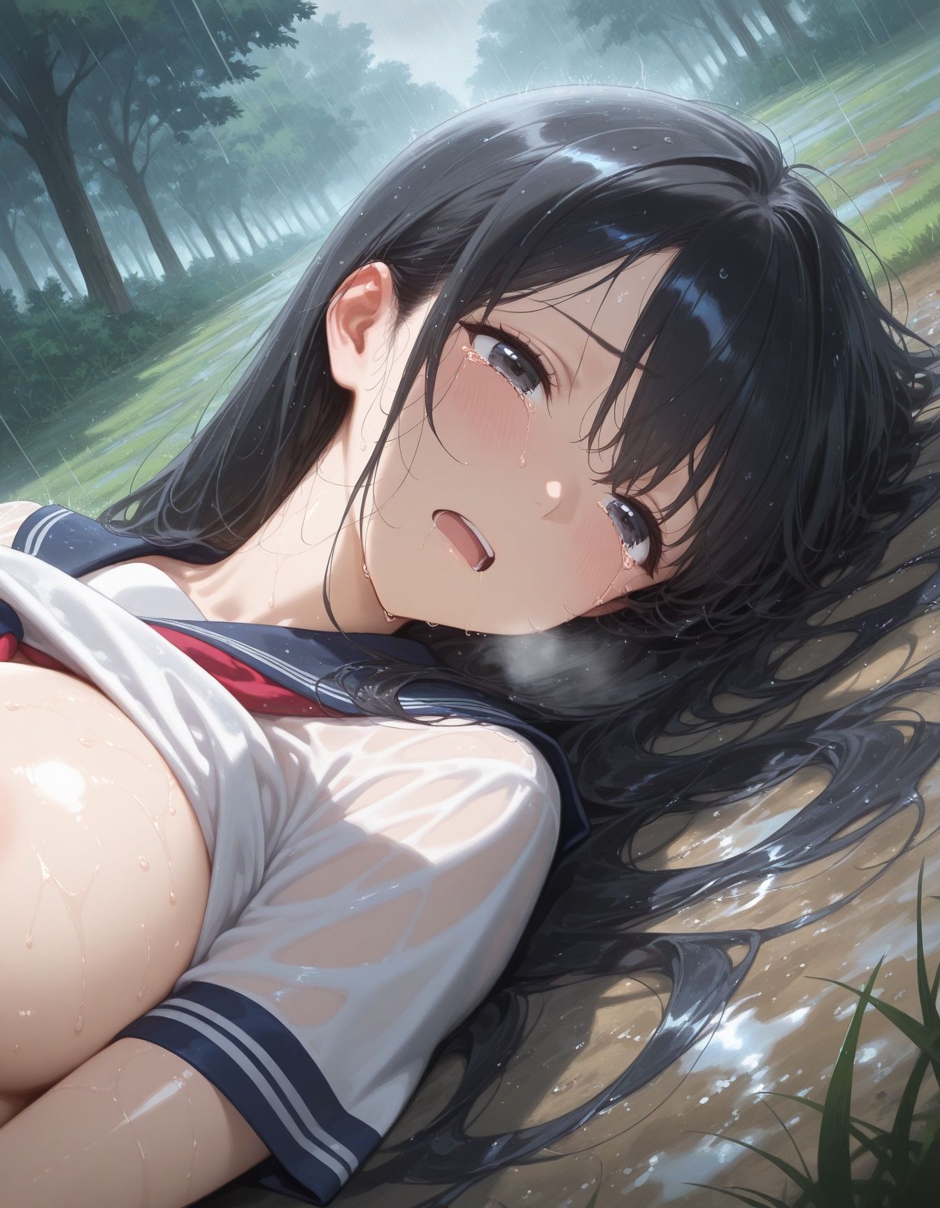 びしょ濡れ女子校生 野外レ●プ - サンプル画像 10