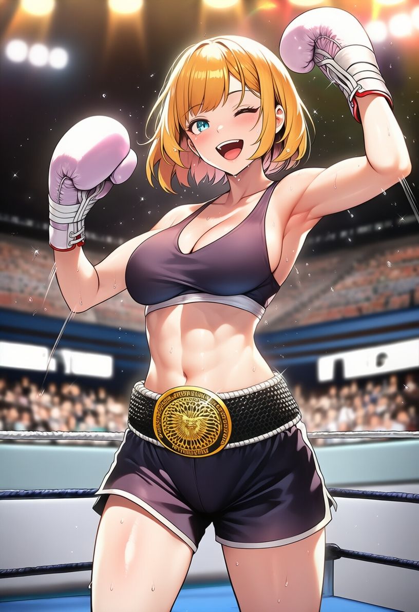 女子ボクシング美少女AIイラストコレクション2 勝利ポーズ編 - サンプル画像 3