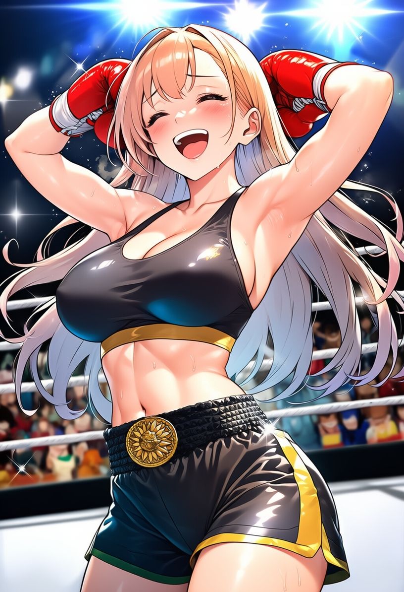 女子ボクシング美少女AIイラストコレクション2 勝利ポーズ編 - サンプル画像 4
