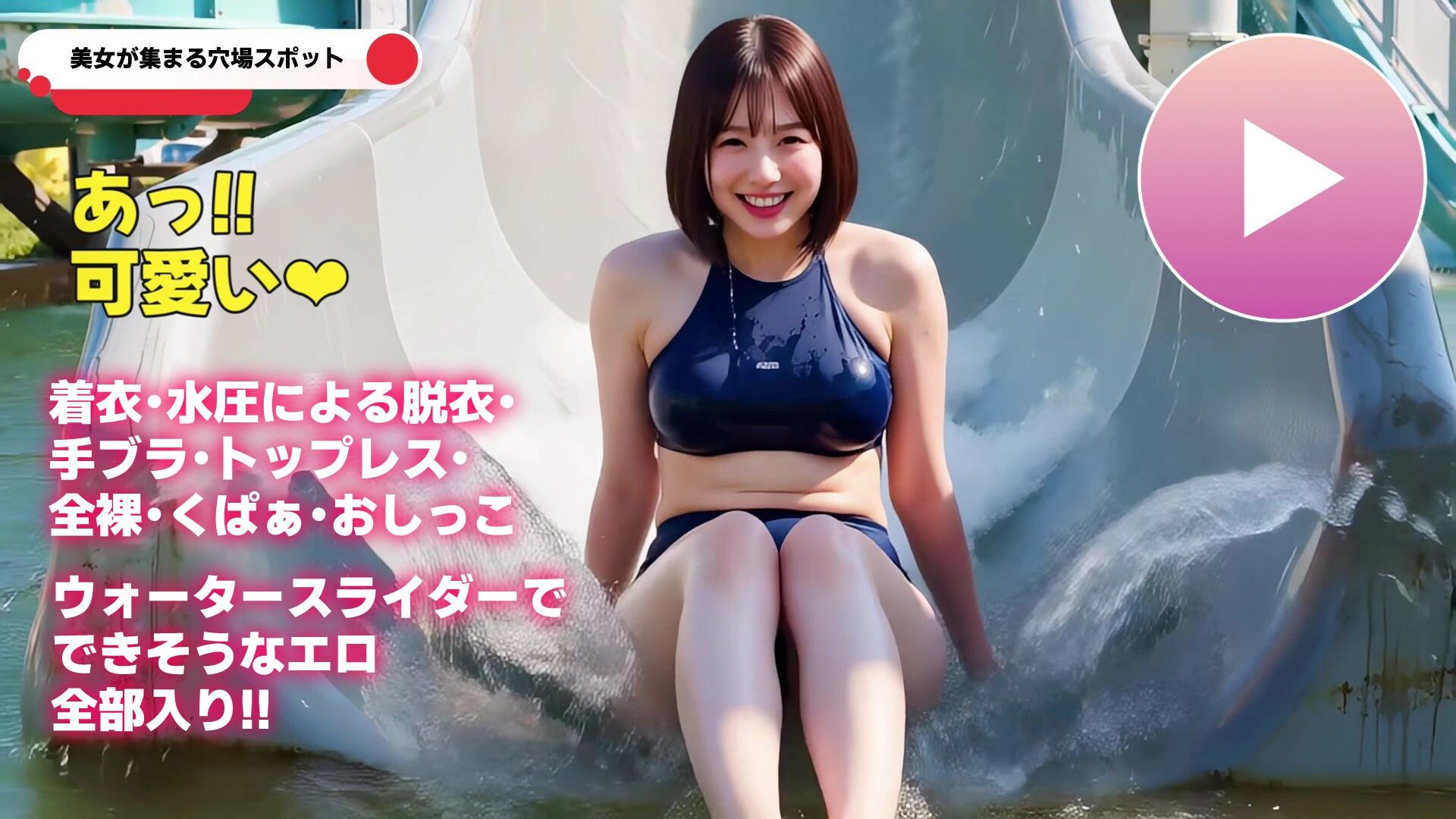 【動画】ポロリも中出しもあるよ！エロすぎ爆乳ウォータースライダー！！ - サンプル画像 2
