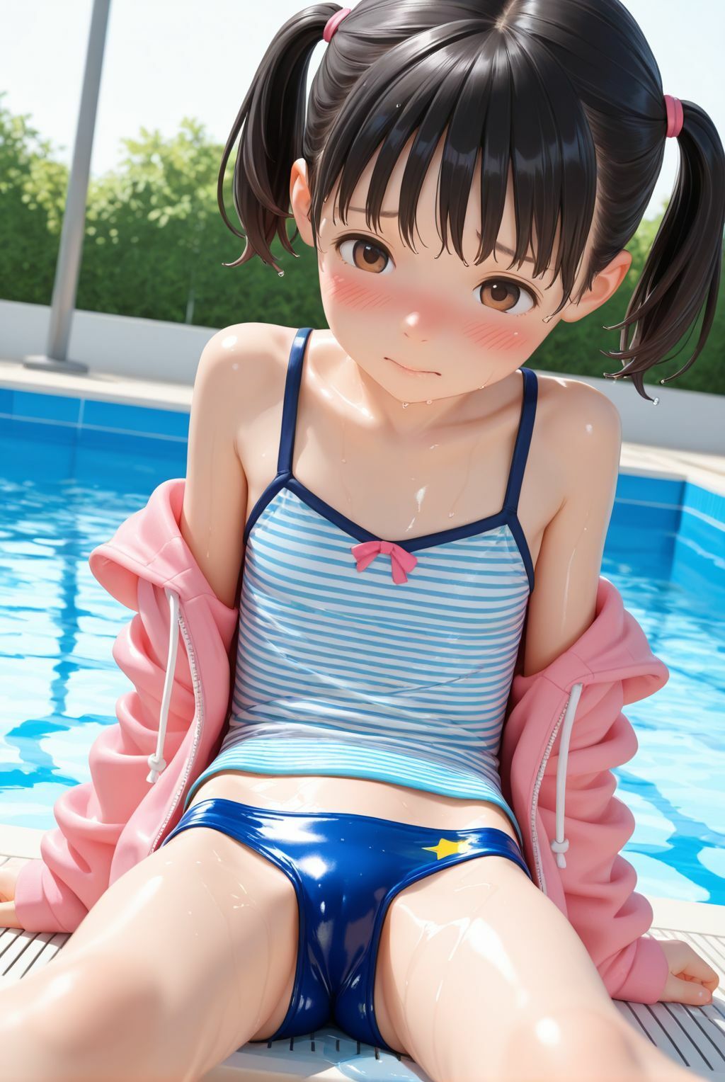 誰にも見せないって言ったのに…公園プールで隠し撮りされたちっぱい少女 - サンプル画像 1