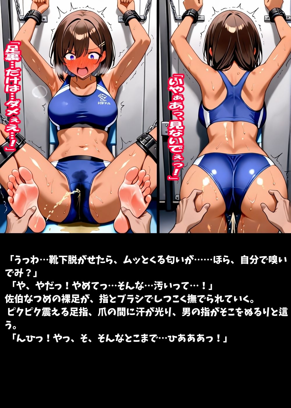 汗だく陸上女子、拘束くすぐり発狂コレクション - サンプル画像 1