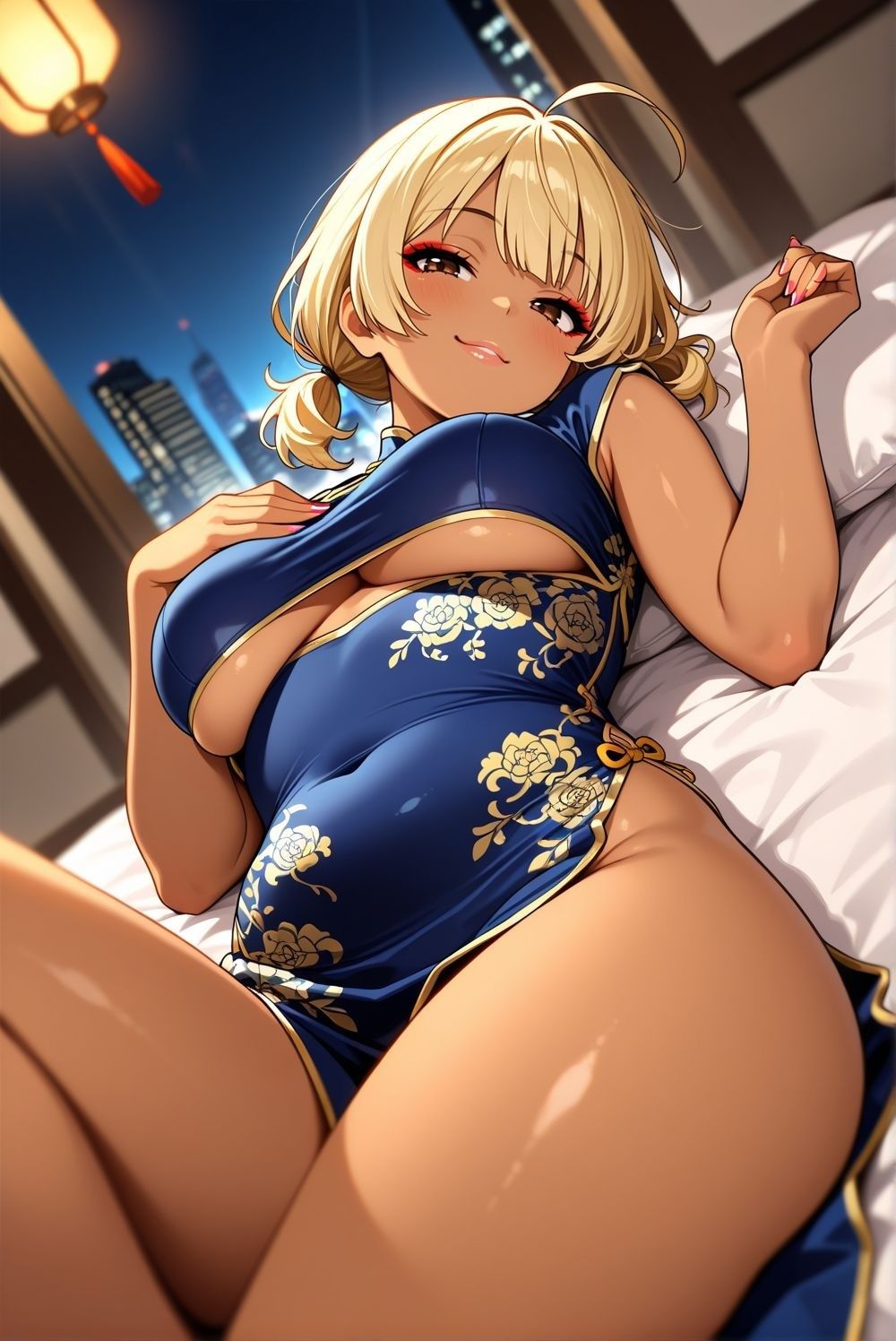 金髪ギャルとあちゃんチャイナドレスコスプレ写真集 - サンプル画像 2