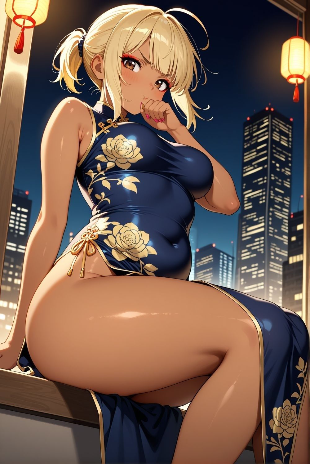 金髪ギャルとあちゃんチャイナドレスコスプレ写真集 - サンプル画像 3