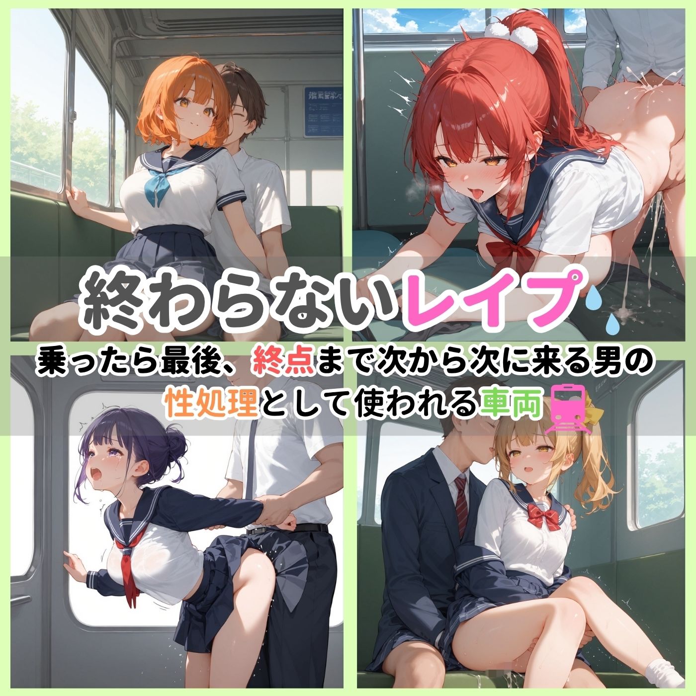 ビッチ用レ●プ車両！乗ったら終点まで乗り継ぎまくってください2【制服美少女の厳選CG300枚収録】 - サンプル画像 1