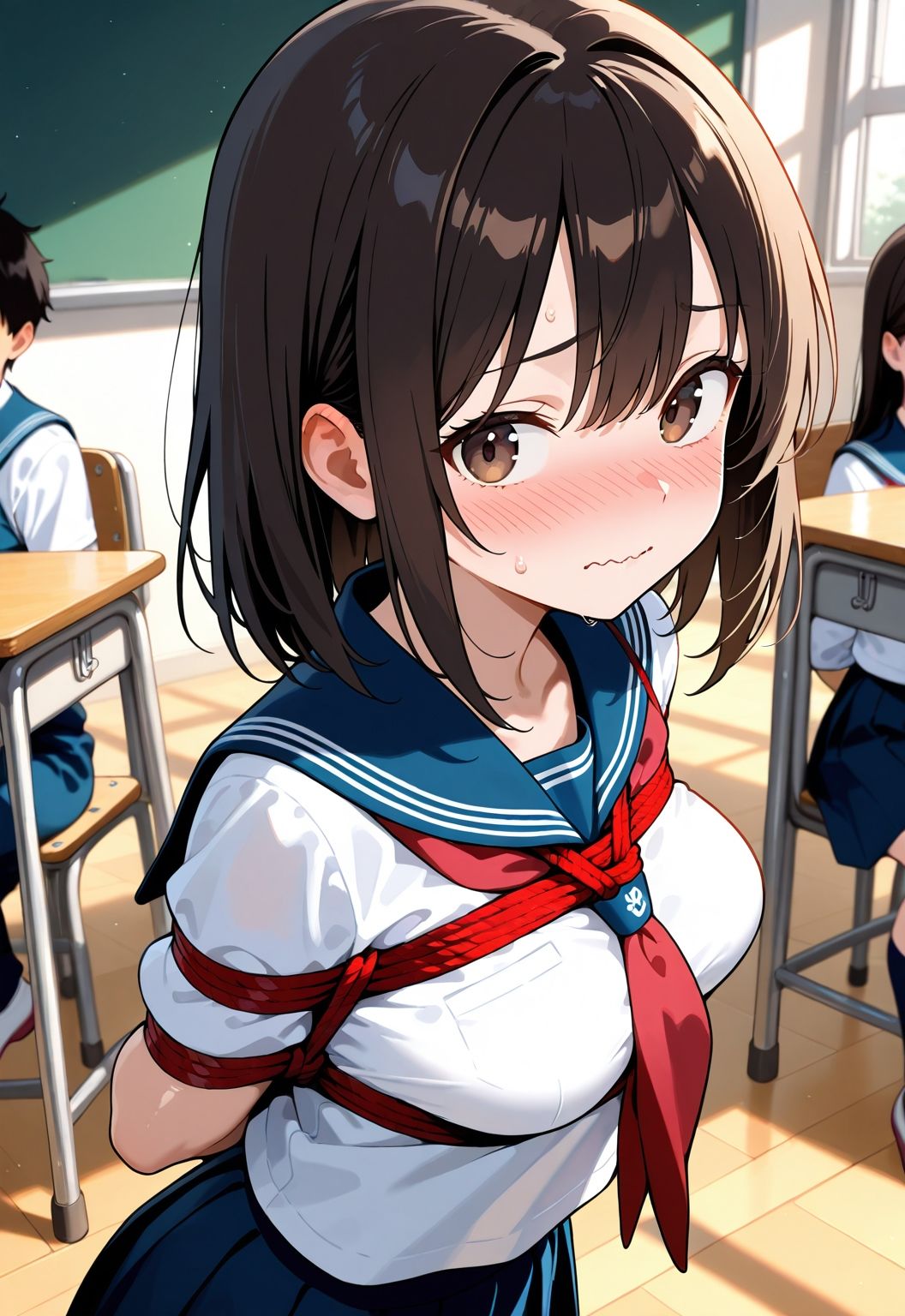 女子校生緊縛種付け性指導〜成績の悪い生徒は拘束してお仕置き中出し性教育！〜 - サンプル画像 1