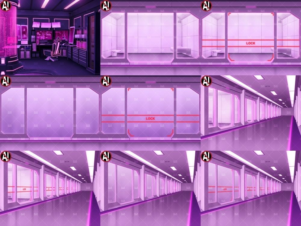 みにくる背景CG素材集『未来編』part02-Pink×Black-B - サンプル画像 2
