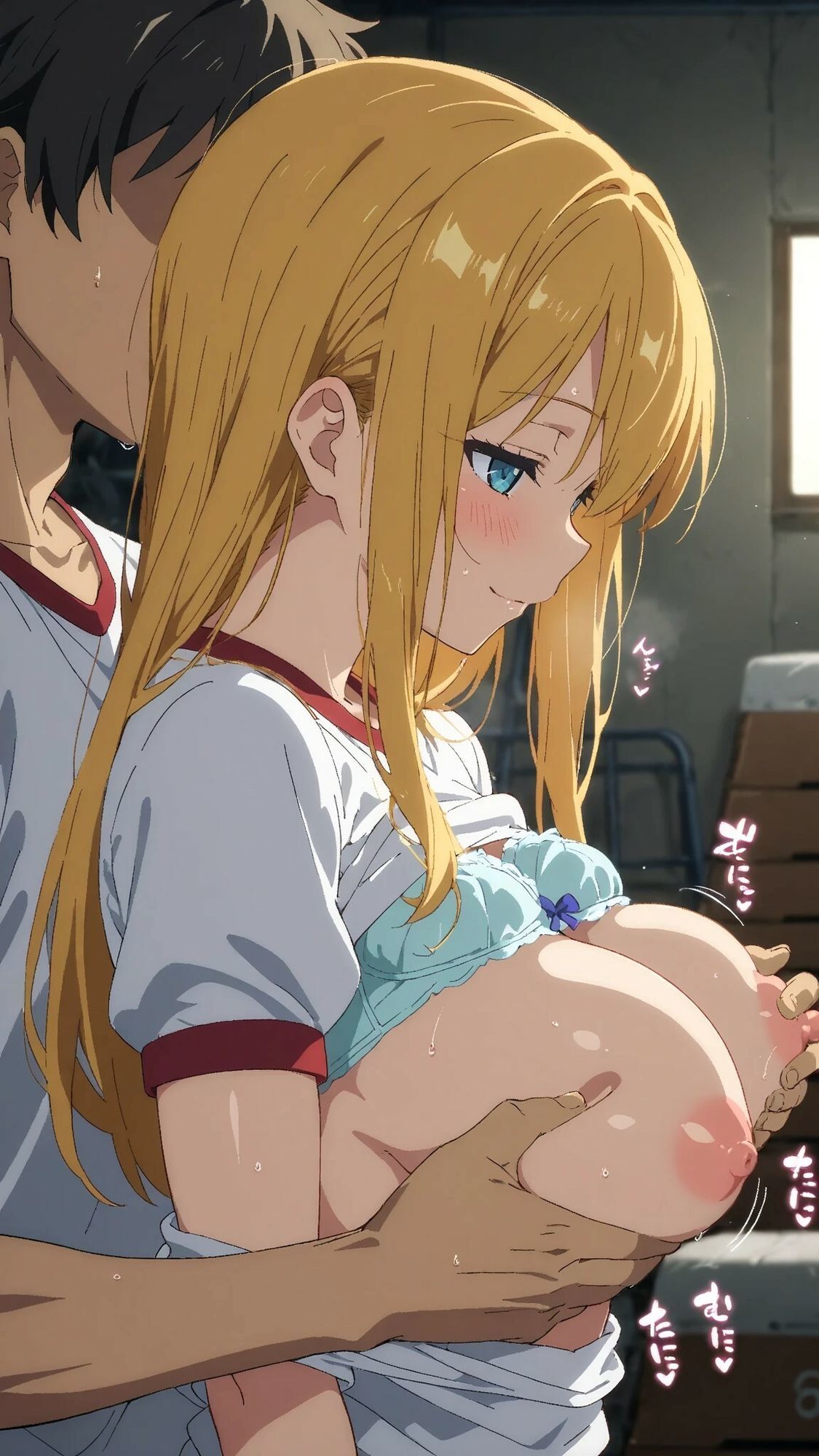 【画風変更】巨乳体操着美少女との甘いひと時 - サンプル画像 2