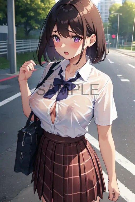 突然のゲリラ豪雨…【ノーブラが校則の女子校】濡れ透けJK！乳首丸見え39人 - サンプル画像 1