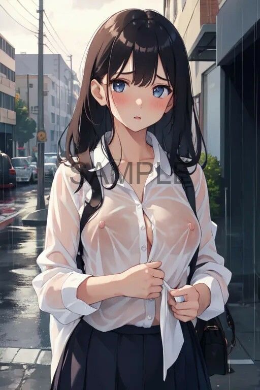 突然のゲリラ豪雨…【ノーブラが校則の女子校】濡れ透けJK！乳首丸見え39人 - サンプル画像 3