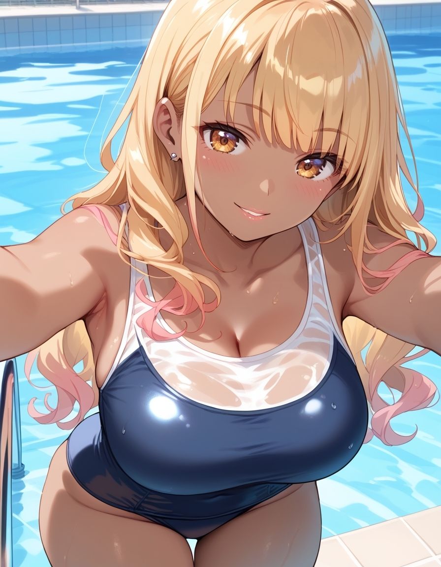 スク水ギャル、濡れて乱れて（ハート）  〜豊満ボディに密着〜 - サンプル画像 1