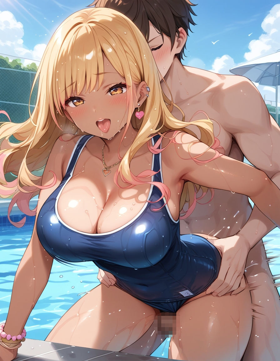 スク水ギャル、濡れて乱れて（ハート）  〜豊満ボディに密着〜 - サンプル画像 6