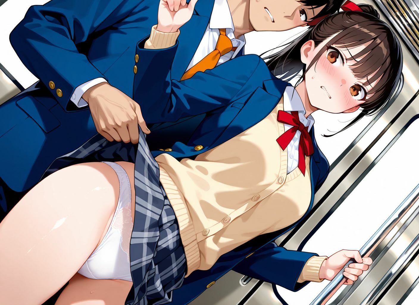 美女女子校生、痴●電車でまさかの快楽堕ち！ - サンプル画像 1