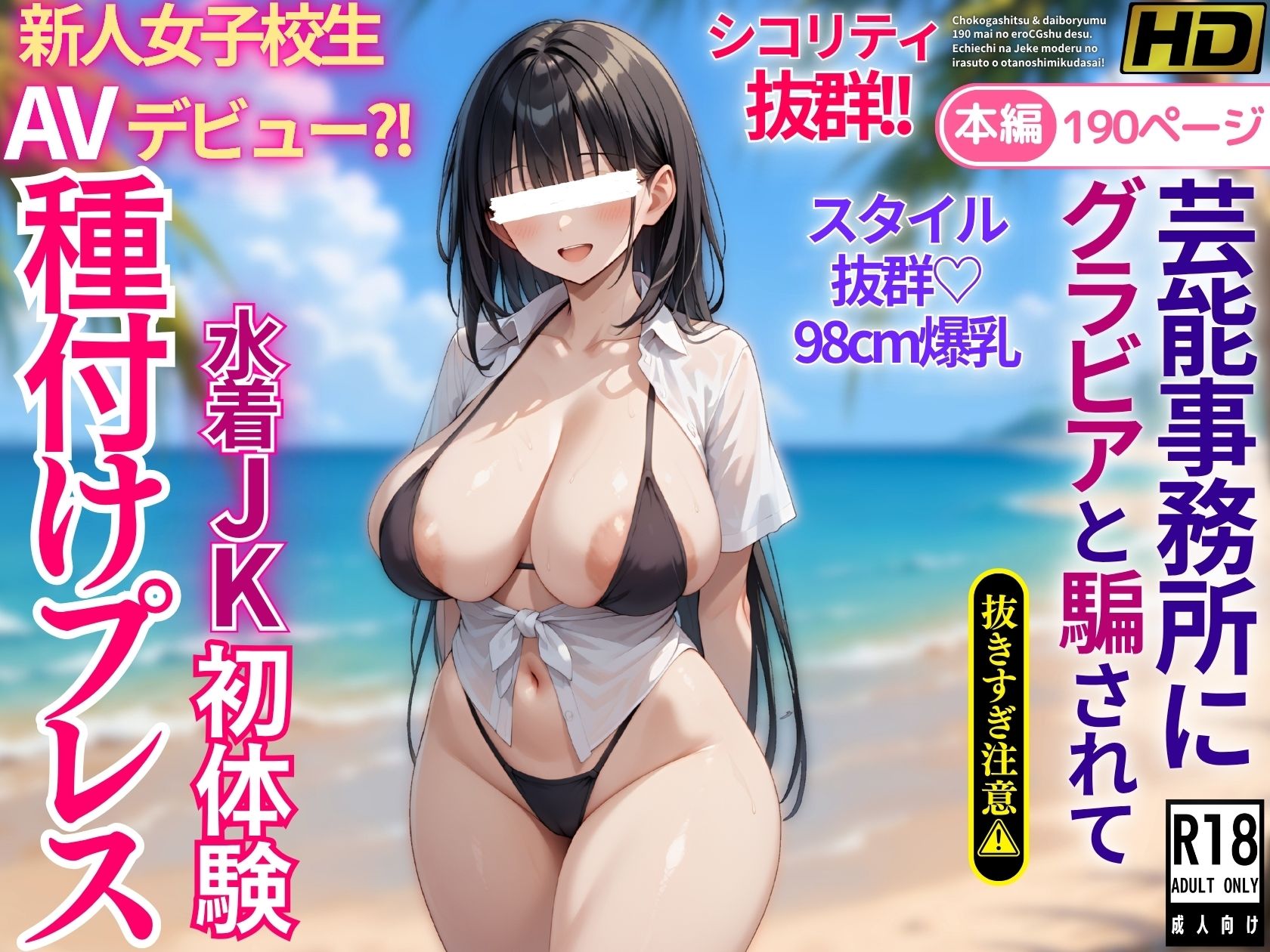 芸能事務所にグラビアと騙されてAVデビュー？！爆乳水着JK初体験種付けプレス - サンプル画像 10
