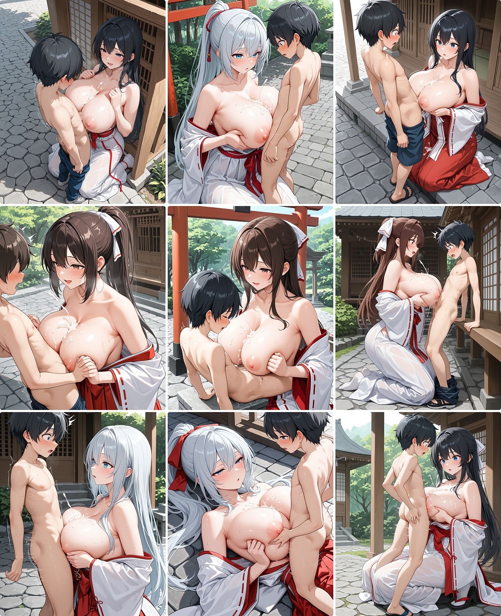 【おねショタ】巨乳巫女お姉ちゃんと神社で大胆エッチ♪ - サンプル画像 2