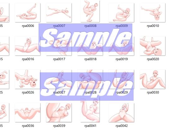 同人制作お助け素材「女体ポーズ  レ〇プシーン用  主に仰向けポーズ編」 - サンプル画像 3