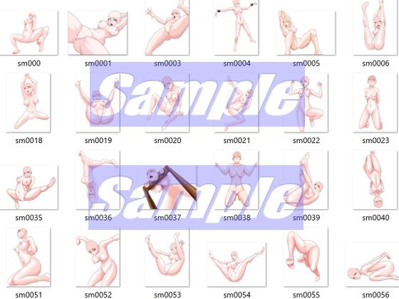 同人制作お助け素材「女体ポーズ集  （SM，触手緊縛用ポーズVOL，1）」 - サンプル画像 2