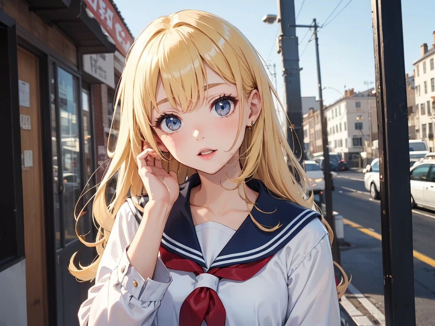 金髪ロングギャルのセーラー服＆ヌードイラスト集！ - サンプル画像 1