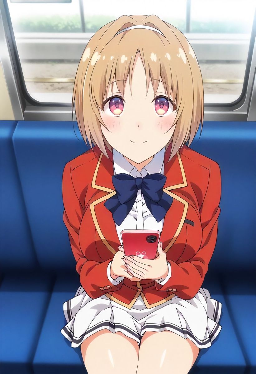 櫛〇桔梗コスプレの女の子と無人電車の中でエッチ - サンプル画像 2