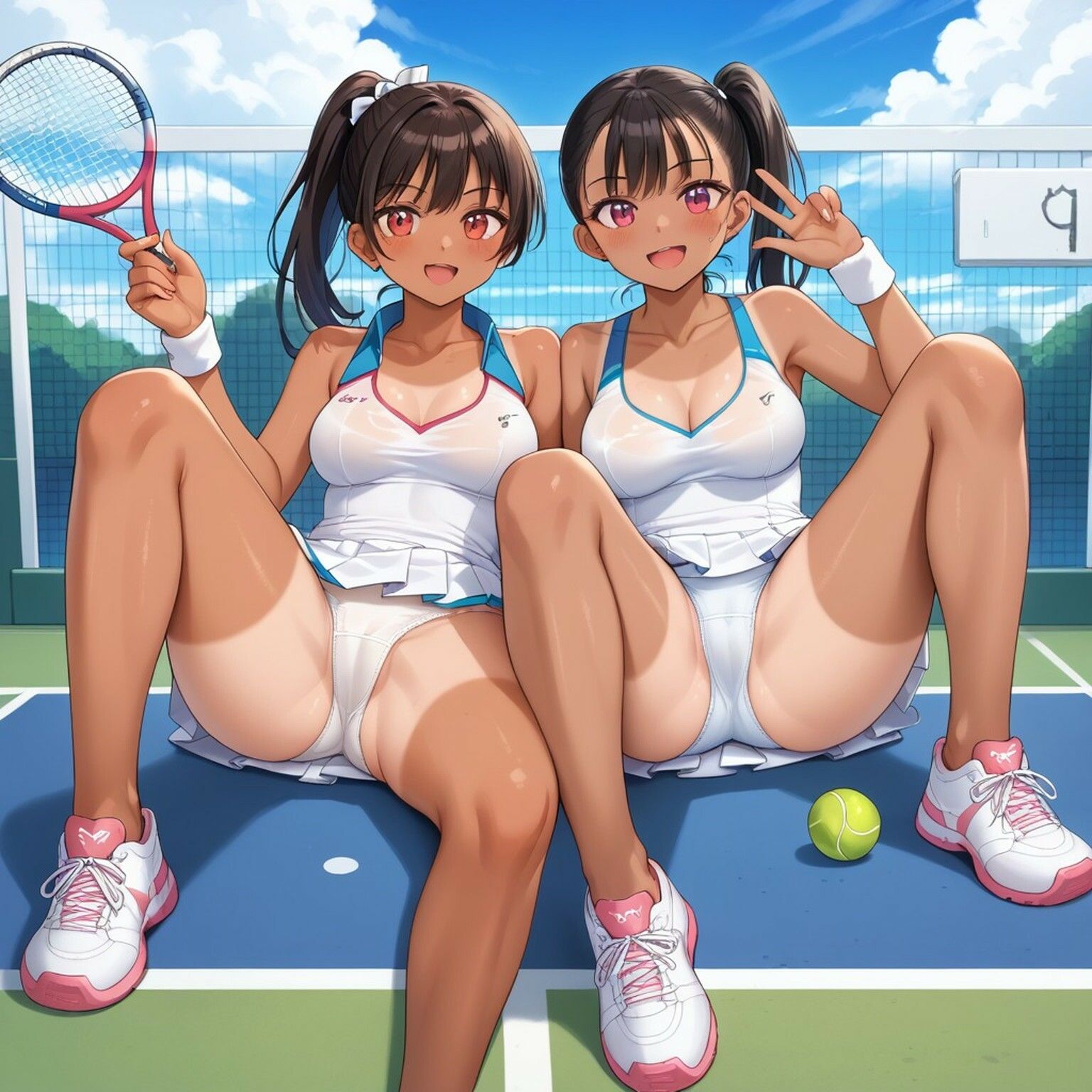 褐色少女のおっぱいとパンチラ【AIイラスト集】 - サンプル画像 1