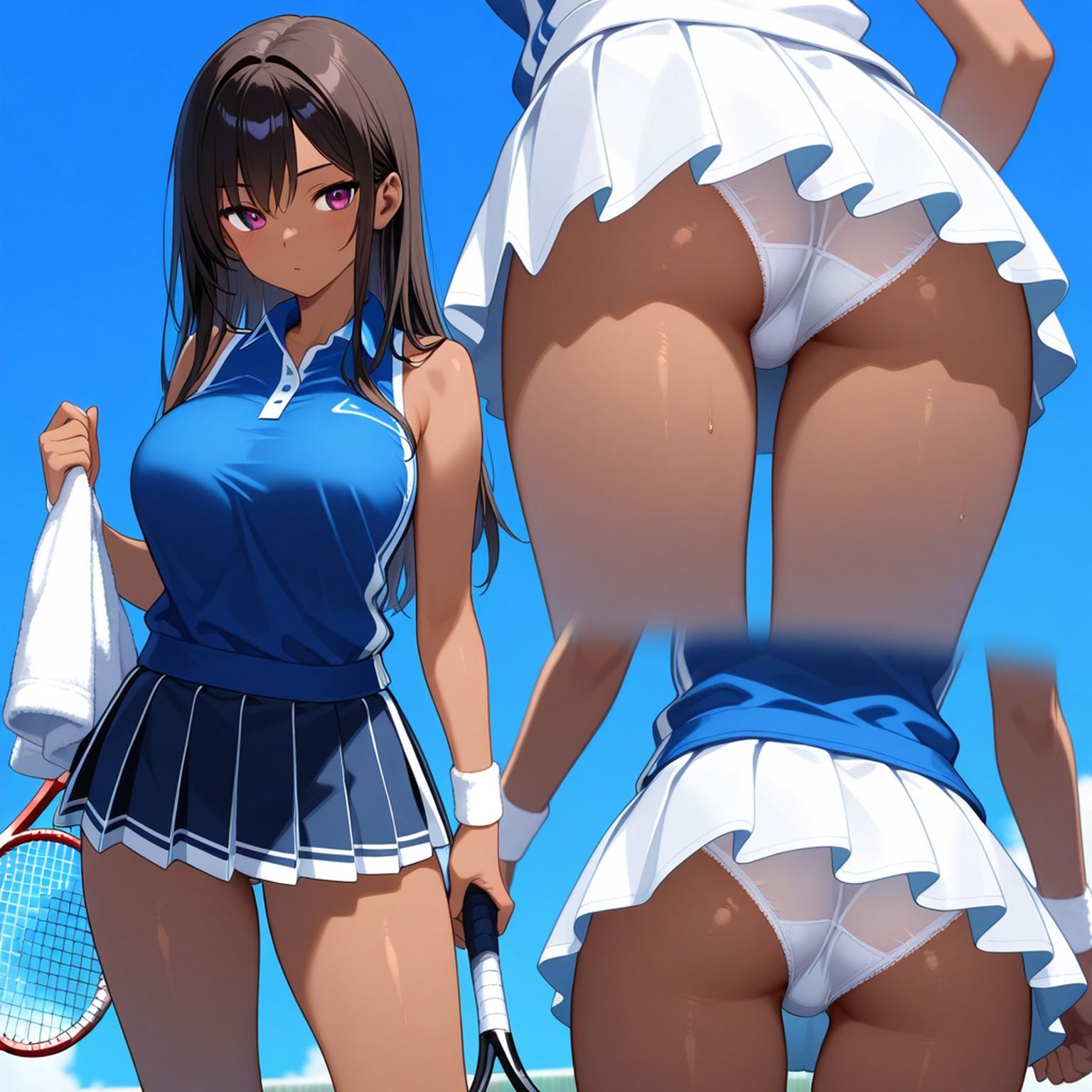褐色少女のおっぱいとパンチラ【AIイラスト集】 - サンプル画像 2