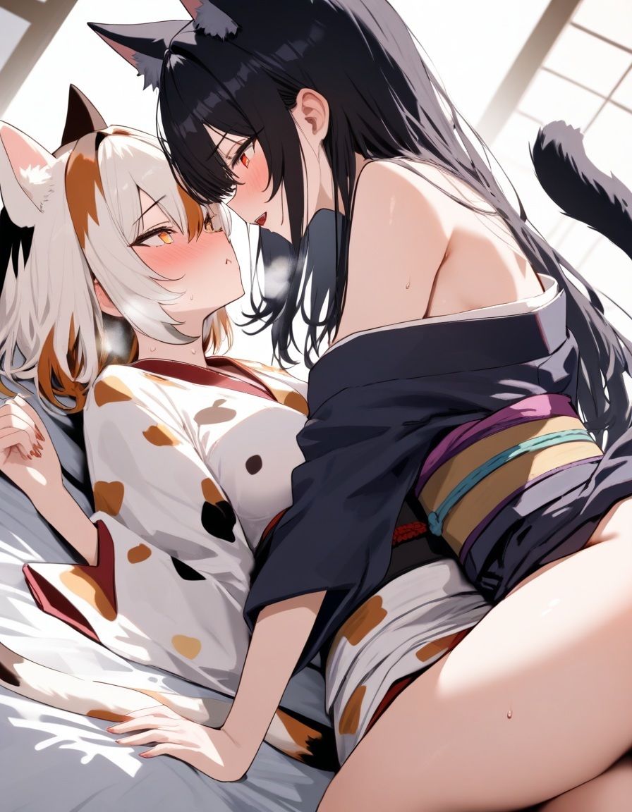宵猫庵絵巻 〜黒猫×三毛猫編〜 - サンプル画像 1